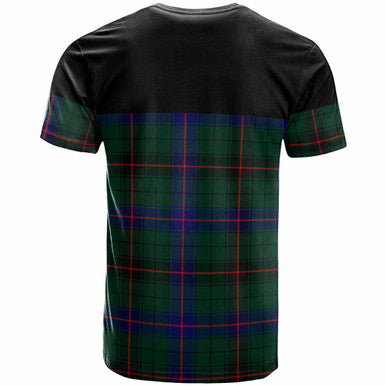 Scottish Davidson Clan Crest Tartan T-Shirt - Horizontal Style Back Side Tartan Plaid