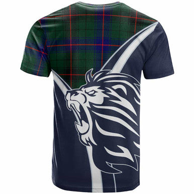 Scottish Davidson Clan Crest Tartan T-Shirt - Bend Style Back Side Tartan Plaid
