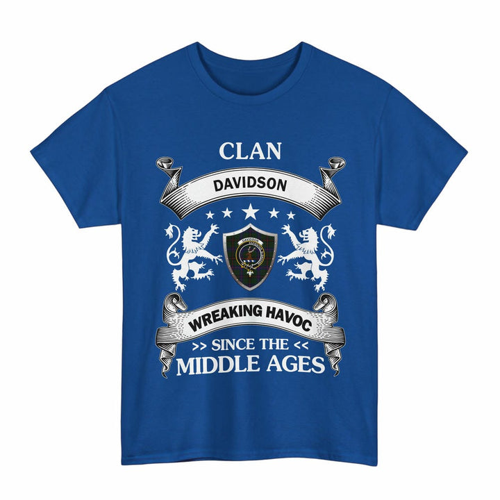Scottish Davidson Clan Crest Tartan T-Shirt Wreaking Havoc Design Tartan Plaid Royal Color