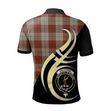 Scottish Davidson Dress Dancers Clan Crest Tartan Polo Shirt Believe in Me Back Side Tartan Plaid