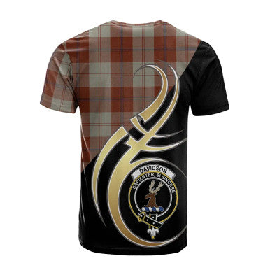 Scottish Davidson Dress Dancers Clan Crest Tartan T-Shirt Believe in Me Back Side Tartan Plaid