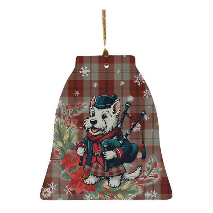 Scottish Davidson Dress Dancers Clan Tartan Ceramic Ornament Cute Scottish Terrier Dog Bell Style Tartan Plaid