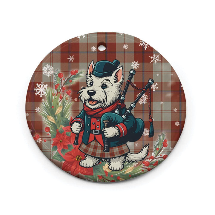 Scottish Davidson Dress Dancers Clan Tartan Ceramic Ornament Cute Scottish Terrier Dog Circle Style Tartan Plaid