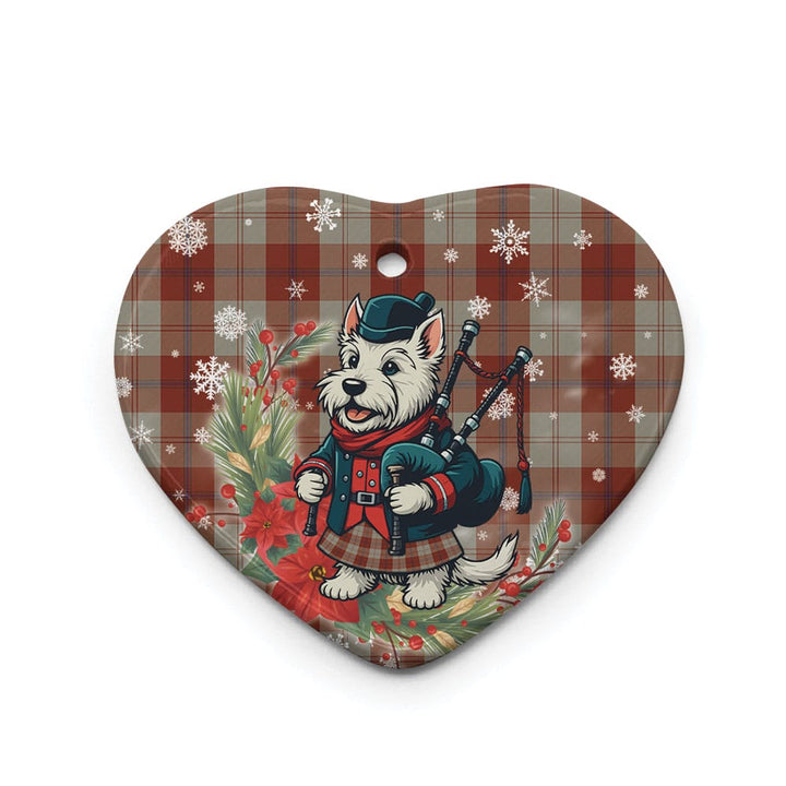 Scottish Davidson Dress Dancers Clan Tartan Ceramic Ornament Cute Scottish Terrier Dog Heart Style Tartan Plaid
