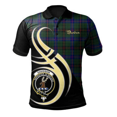 Scottish Davidson Modern Clan Crest Tartan Polo Shirt Believe in Me Front Side Tartan Plaid