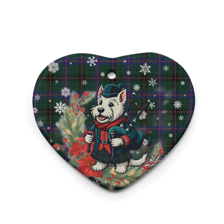 Scottish Davidson Modern Clan Tartan Ceramic Ornament Cute Scottish Terrier Dog Heart Style Tartan Plaid
