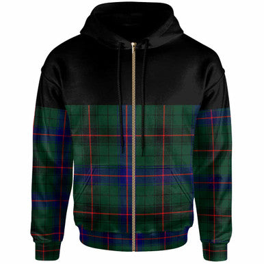 Scottish Davidson Modern Clan Tartan Hoodie - Horizontal Style Zip Tartan Plaid