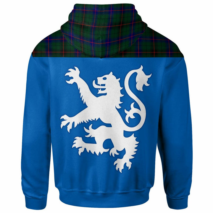 Scottish Davidson Modern Clan Tartan Hoodie - Lion Rampant of Scotland With Flag back Side Tartan Plaid