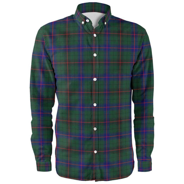 Scottish Davidson Modern Clan Tartan Long Sleeve Shirt Front Side Tartan Plaid