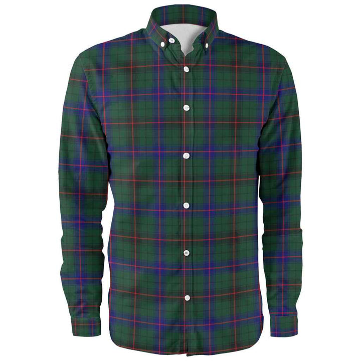 Scottish Davidson Modern Clan Tartan Long Sleeve Shirt Front Side Tartan Plaid