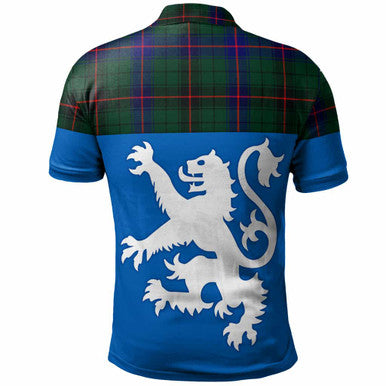 Scottish Davidson Modern Clan Tartan Polo Shirt - Lion Rampant of Scotland With Flag Back Side Tartan Plaid