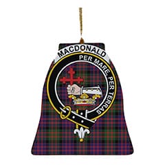 Scottish Davidson of Tulloch Clan Tartan Ceramic Ornament Cute Highland Cow Christmas Bell Style Tartan Plaid