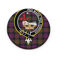 Scottish Davidson of Tulloch Clan Tartan Ceramic Ornament Cute Highland Cow Christmas Circle Style Tartan Plaid