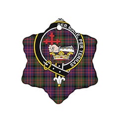 Scottish Davidson of Tulloch Clan Tartan Ceramic Ornament Cute Highland Cow Christmas Snow Flake Style Tartan Plaid