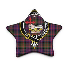 Scottish Davidson of Tulloch Clan Tartan Ceramic Ornament Cute Highland Cow Christmas Star Style Tartan Plaid