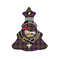 Scottish Davidson of Tulloch Clan Tartan Ceramic Ornament Cute Highland Cow Christmas Tree Style Tartan Plaid