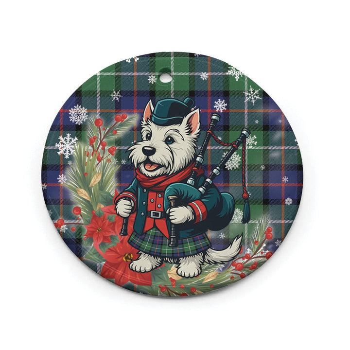 Scottish Davidson of Tulloch Clan Tartan Ceramic Ornament Cute Scottish Terrier Dog Circle Style Tartan Plaid