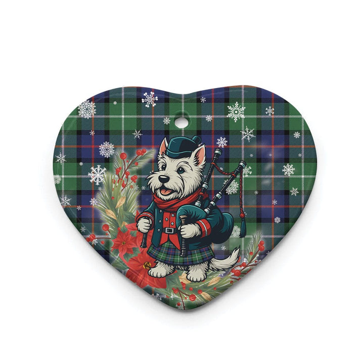 Scottish Davidson of Tulloch Clan Tartan Ceramic Ornament Cute Scottish Terrier Dog Heart Style Tartan Plaid