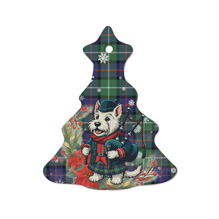 Scottish Davidson of Tulloch Clan Tartan Ceramic Ornament Cute Scottish Terrier Dog Tree Style Tartan Plaid