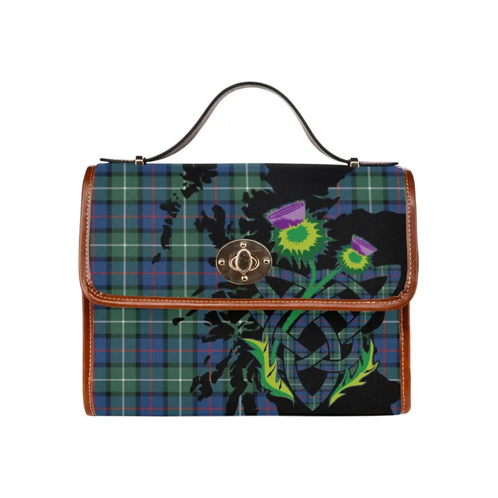 Scottish Davidson of Tulloch Clan Tartan Waterproof Canvas Bag With Thistle Tartan Plaid 1