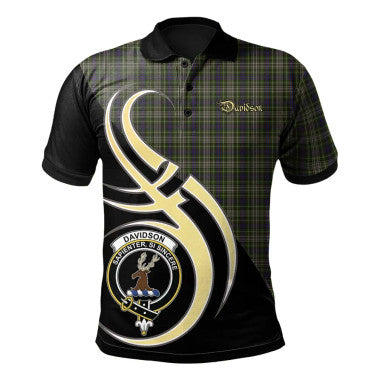 Scottish Davidson Tulloch Dress Clan Crest Tartan Polo Shirt Believe in Me Front Side Tartan Plaid