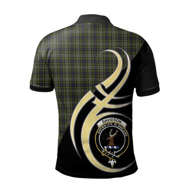 Scottish Davidson Tulloch Dress Clan Crest Tartan Polo Shirt Believe in Me Back Side Tartan Plaid