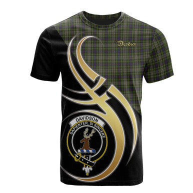 Scottish Davidson Tulloch Dress Clan Crest Tartan T-Shirt Believe in Me Front Side Tartan Plaid