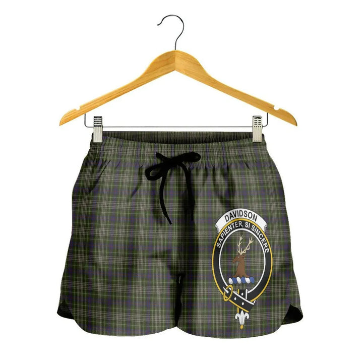 Scottish Davidson Tulloch Dress Clan Crest Tartan Women Shorts