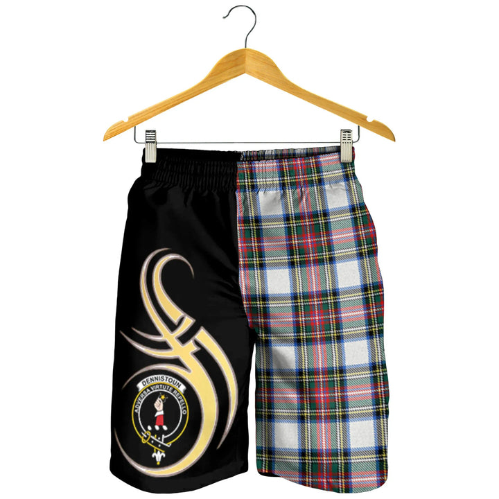 Scottish Dennistoun Clan Crest Tartan Believe in Me Men's Shorts