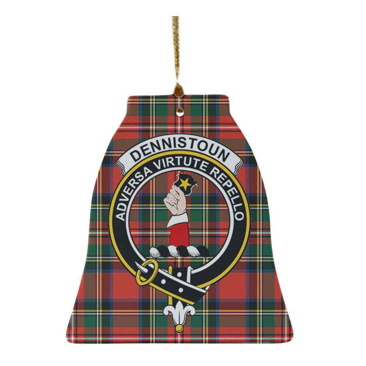 Scottish Dennistoun Clan Crest Tartan Ceramic Ornament Bell Shape Tartan Plaid