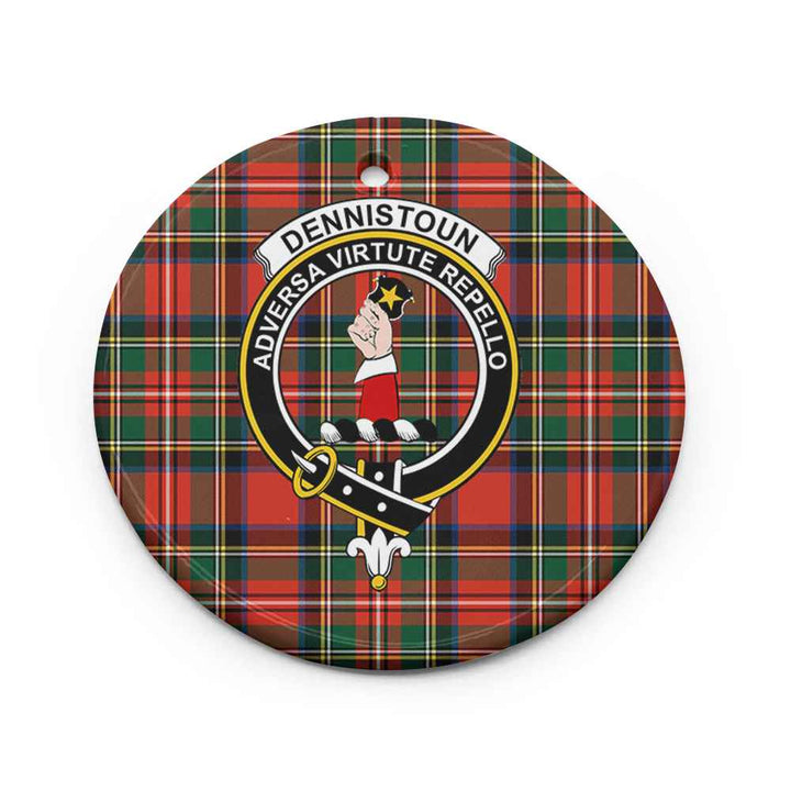 Scottish Dennistoun Clan Crest Tartan Ceramic Ornament Circle Shape Tartan Plaid