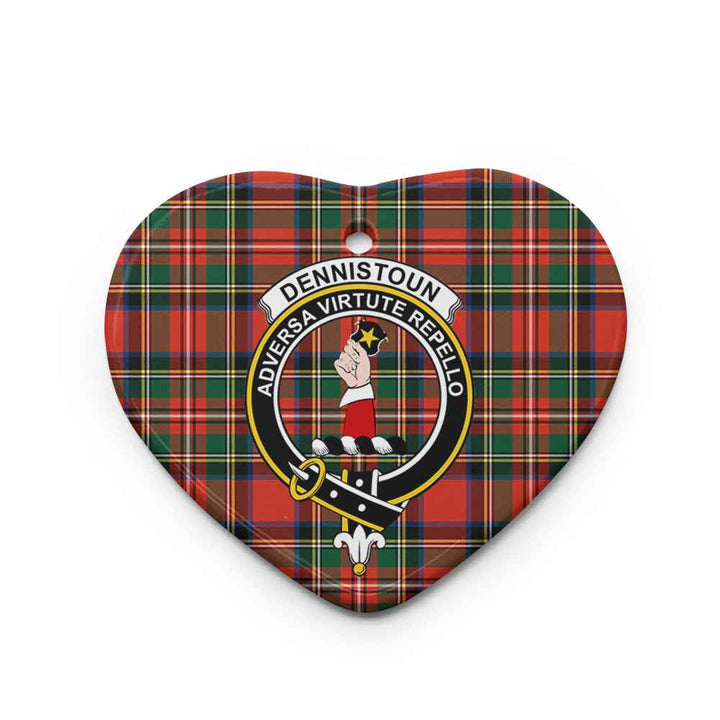 Scottish Dennistoun Clan Crest Tartan Ceramic Ornament Heart Shape Tartan Plaid