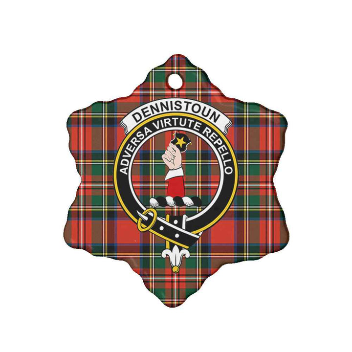 Scottish Dennistoun Clan Crest Tartan Ceramic Ornament Snow Flake Shape Tartan Plaid