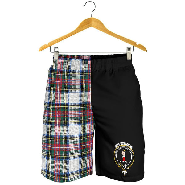 Scottish Dennistoun Clan Crest Tartan Half of Me Men's Shorts