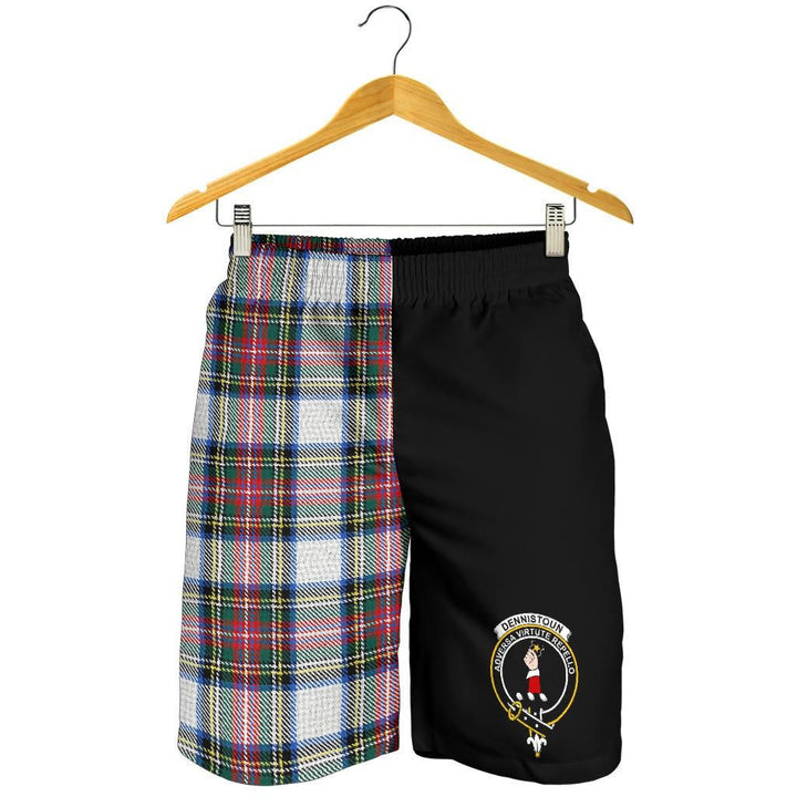 Scottish Dennistoun Clan Crest Tartan Half of Me Men's Shorts