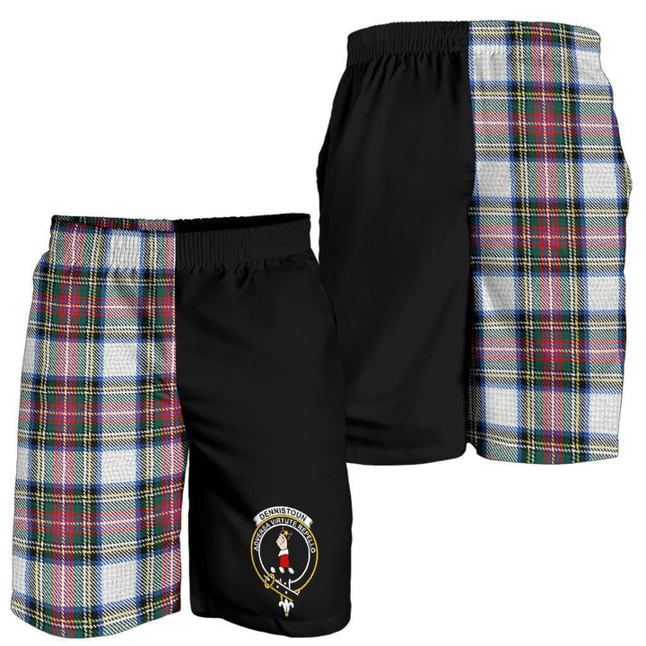Scottish Dennistoun Clan Crest Tartan Half of Me Men's Shorts