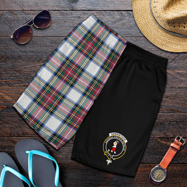 Scottish Dennistoun Clan Crest Tartan Half of Me Men's Shorts