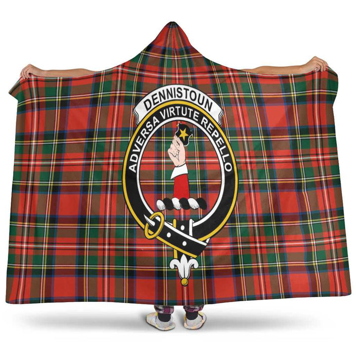 Scottish Dennistoun Clan Crest Tartan Hooded Blanket Tartan Plaid 1