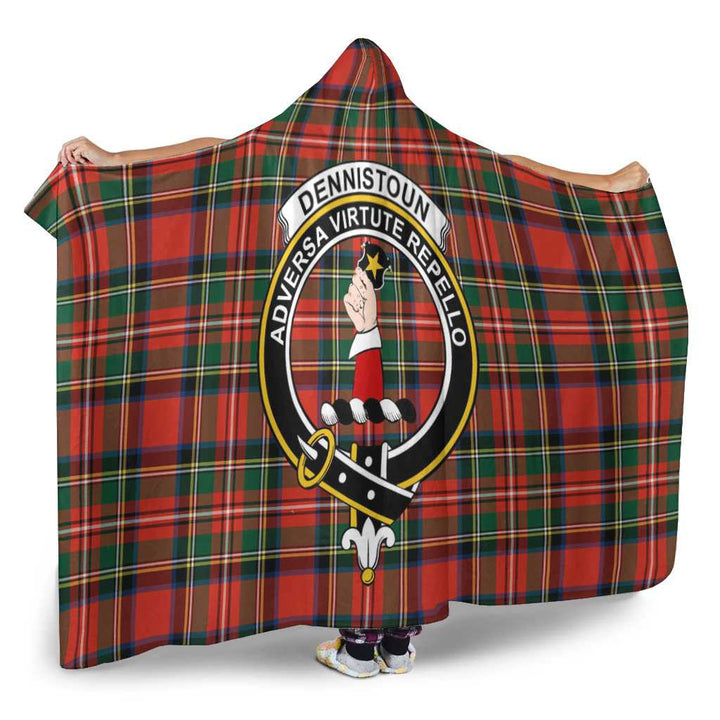 Scottish Dennistoun Clan Crest Tartan Hooded Blanket Tartan Plaid 2