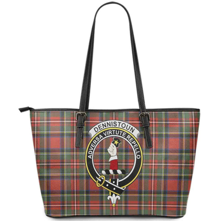 Scottish Dennistoun Clan Crest Tartan Leather Tote Tartan Plaid