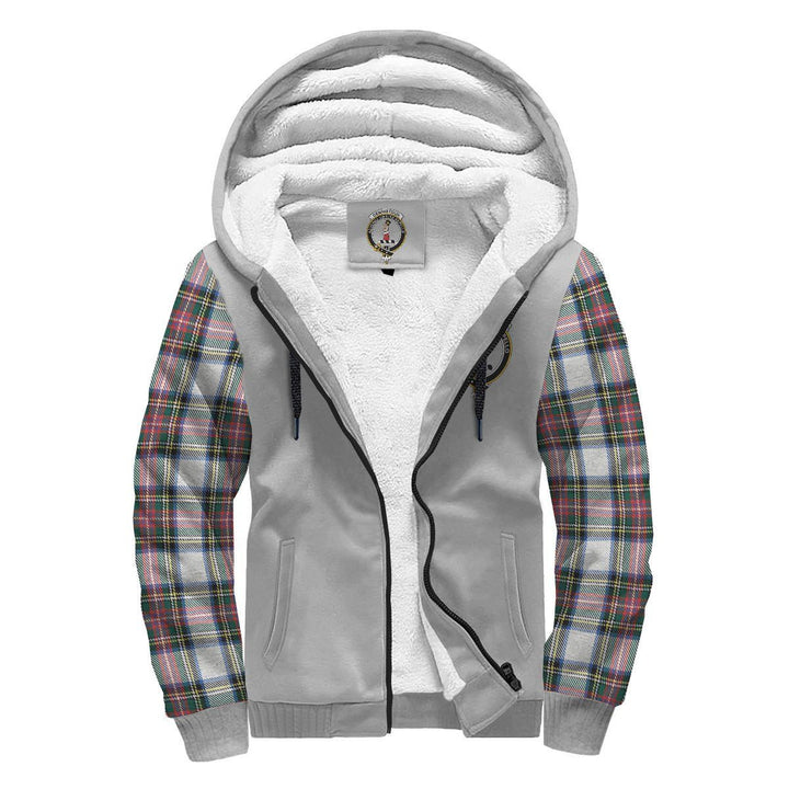 Scottish Dennistoun Clan Crest Tartan Plaid Sleeve Sherpa Hoodie