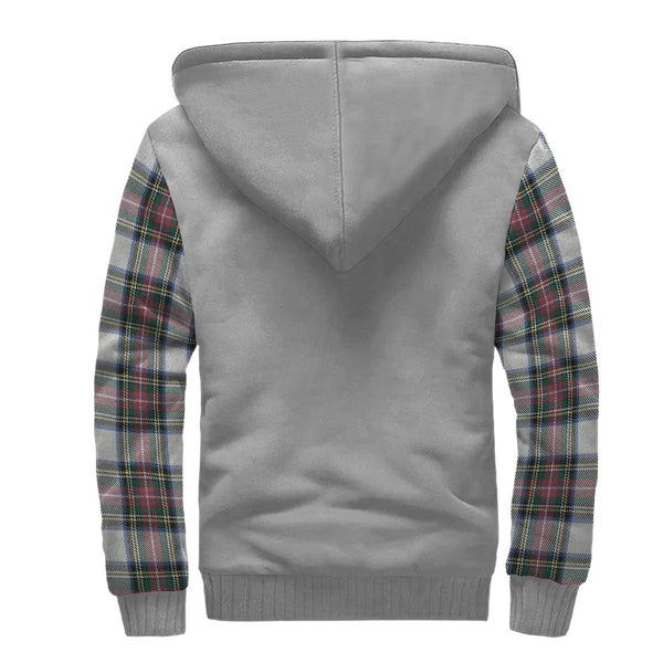 Scottish Dennistoun Clan Crest Tartan Plaid Sleeve Sherpa Hoodie