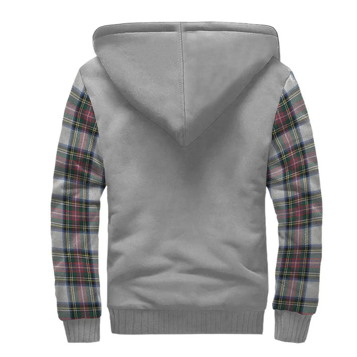 Scottish Dennistoun Clan Crest Tartan Plaid Sleeve Sherpa Hoodie