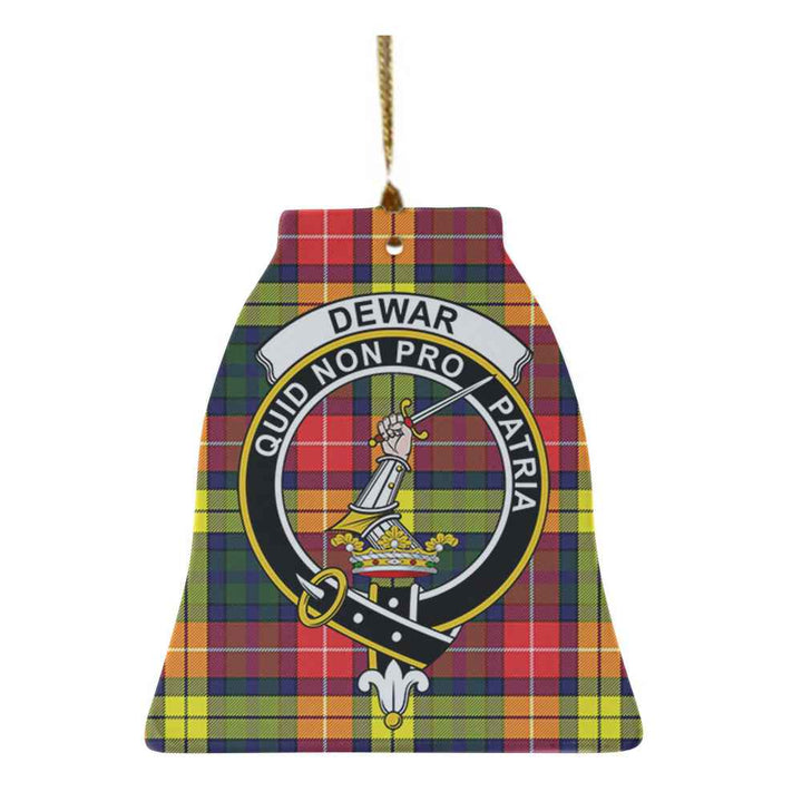 Scottish Dewar Clan Crest Tartan Ceramic Ornament Bell Shape Tartan Plaid