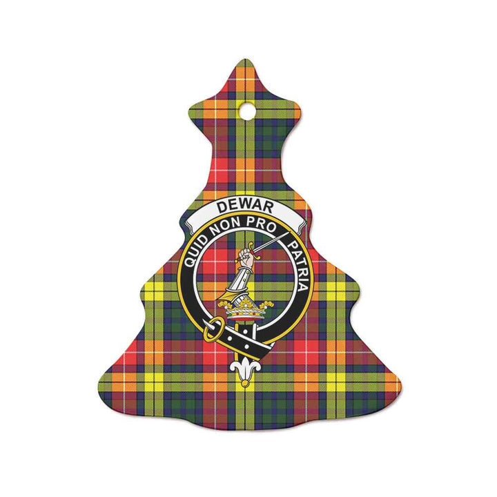 Scottish Dewar Clan Crest Tartan Ceramic Ornament Tree Shape Tartan Plaid