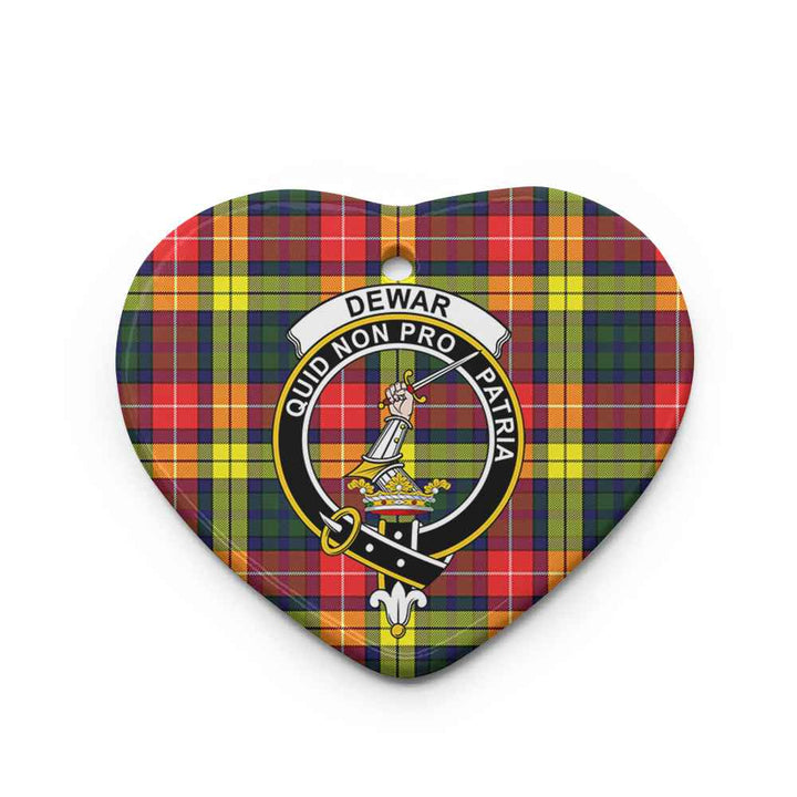 Scottish Dewar Clan Crest Tartan Ceramic Ornament Heart Shape Tartan Plaid