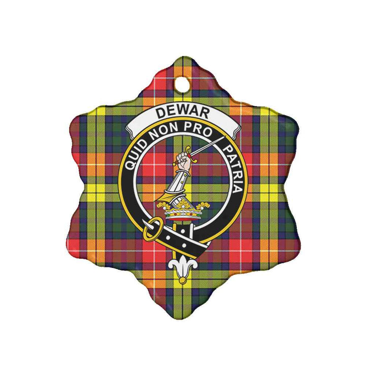 Scottish Dewar Clan Crest Tartan Ceramic Ornament Snow Flake Shape Tartan Plaid