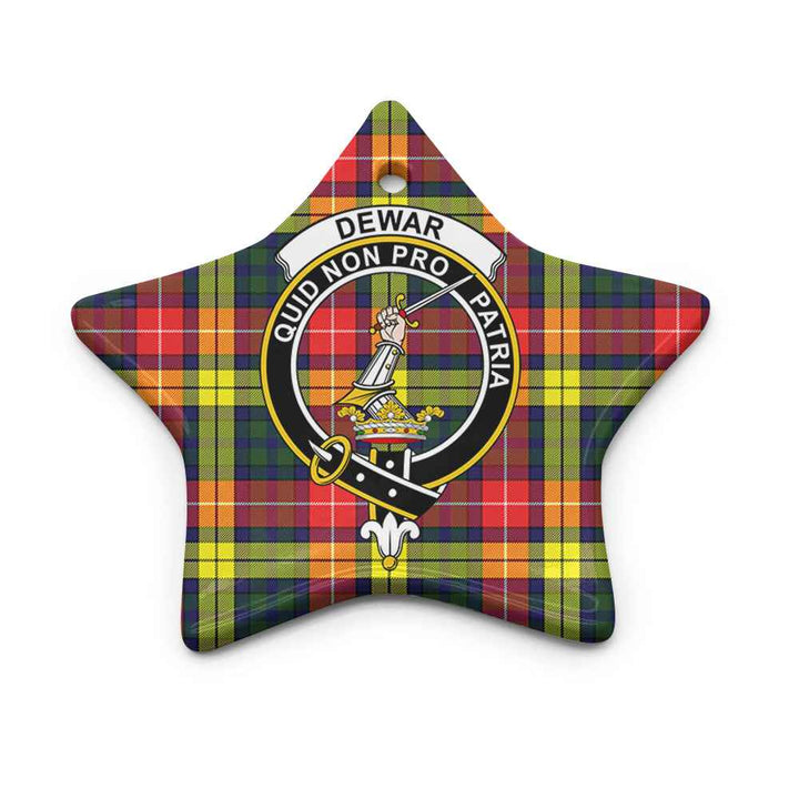 Scottish Dewar Clan Crest Tartan Ceramic Ornament Star Shape Tartan Plaid