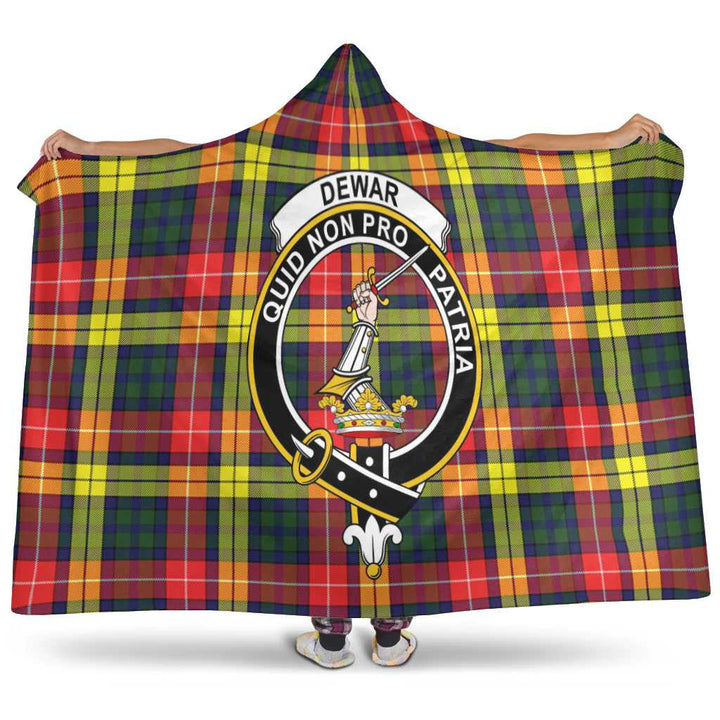 Scottish Dewar Clan Crest Tartan Hooded Blanket Tartan Plaid 1
