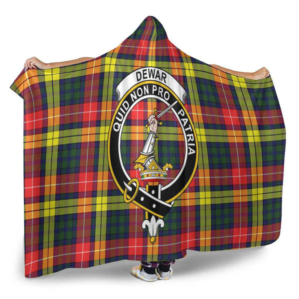 Scottish Dewar Clan Crest Tartan Hooded Blanket Tartan Plaid 2